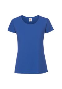 FRUIT OF THE LOOM - Koszulka Damska Iconic 195 Premium Ringspun Cotton T-shirt. Kolor: niebieski. Sport: turystyka piesza