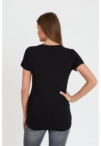 Guess - GUESS Czarny damski t-shirt Satin Triangle Tee, Rozmiar XS. Kolor: czarny #6