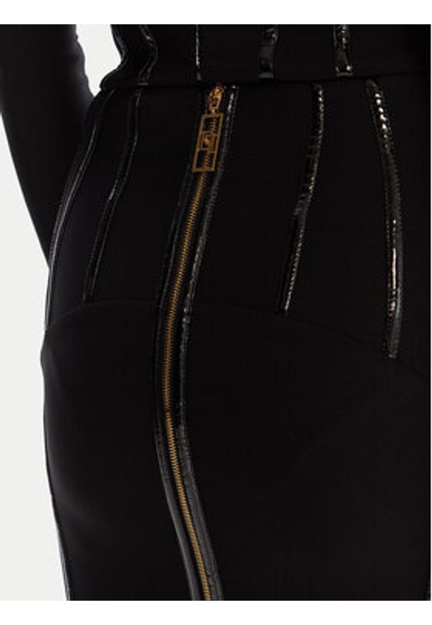 Elisabetta Franchi Spódnica ołówkowa GO-124-57E2-V460 Czarny Slim Fit. Kolor: czarny. Materiał: syntetyk