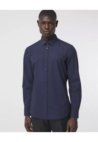 Burberry - BURBERRY - Granatowa koszula z bawełnianej popeliny. Kolor: niebieski. Materiał: bawełna. Długość rękawa: długi rękaw. Długość: długie. Wzór: haft #1
