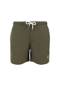 Urban Classics - Męskie Szorty Kąpielowe Block. Kolor: zielony. Styl: sportowy