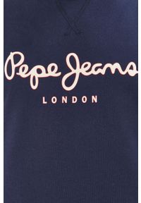 Pepe Jeans - Bluza bawełniana George. Okazja: na co dzień. Typ kołnierza: bez kaptura. Kolor: niebieski. Materiał: bawełna. Wzór: nadruk. Styl: casual #5
