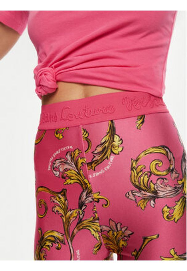 Versace Jeans Couture Legginsy 78HAC101 Różowy Slim Fit. Kolor: różowy. Materiał: syntetyk