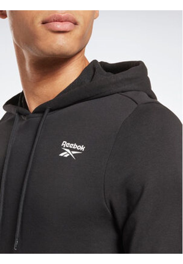 Reebok Bluza Identity Logo HA9273 Czarny Regular Fit. Kolor: czarny. Materiał: syntetyk, bawełna