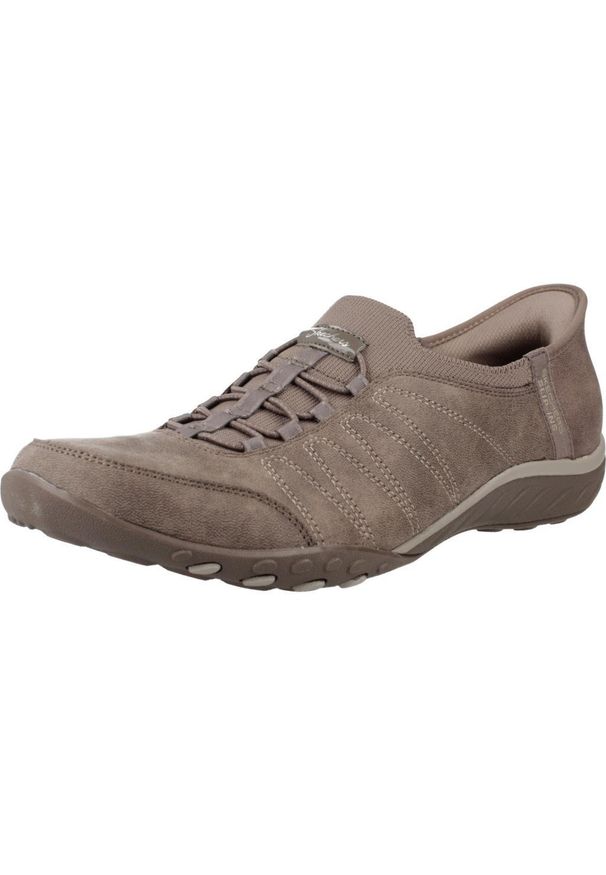 skechers - Buty SKECHERS BREATHE-EASY - HOME SLIP-INS Beżowy. Kolor: beżowy. Materiał: tkanina