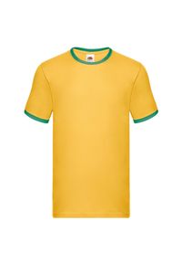 FRUIT OF THE LOOM - Bawełniana Koszulka Unisex Dla Dorosłych. Kolor: niebieski, żółty, pomarańczowy, wielokolorowy. Materiał: bawełna. Sport: turystyka piesza