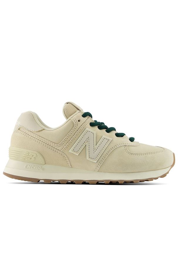 Buty damskie New Balance W57480T - beżowe. Kolor: beżowy. Materiał: zamsz, guma, skóra, tworzywo sztuczne. Szerokość cholewki: normalna. Model: New Balance 574