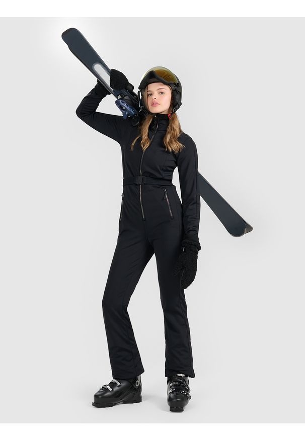 4f - 4F Kombinezon narciarski membrana 10000 damski - czarny L. Typ kołnierza: kołnierzyk stójkowy. Kolor: czarny. Materiał: materiał. Sezon: zima