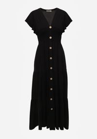 Renee - Czarna Sukienka z Wiskozy Lobsy. Okazja: na co dzień, na spacer. Kolor: czarny. Materiał: wiskoza. Długość rękawa: krótki rękaw. Wzór: gładki, aplikacja. Sezon: lato. Styl: casual. Długość: maxi #7