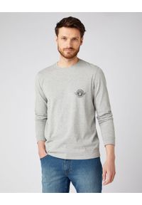 Wrangler - WRANGLER LS BIKER TEE MĘSKA KOSZULKA Z DŁUGIM RĘKAWEM MID GREY MEL W7K5D3X37 112141568. Długość rękawa: długi rękaw. Długość: długie