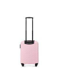 Wittchen - Walizka kabinowa z ABS-u z geometrycznym tłoczeniem jasny różowa. Kolor: różowy. Materiał: poliester. Wzór: geometria #5