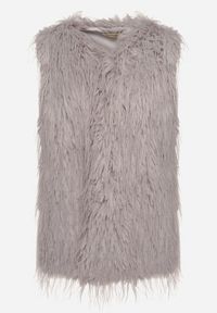 Born2be - Szara Kamizelka Futrzana ze Wsuwanymi Kieszeniami Venzira. Okazja: na co dzień. Kolor: szary. Materiał: futro. Wzór: aplikacja. Styl: casual, elegancki #7