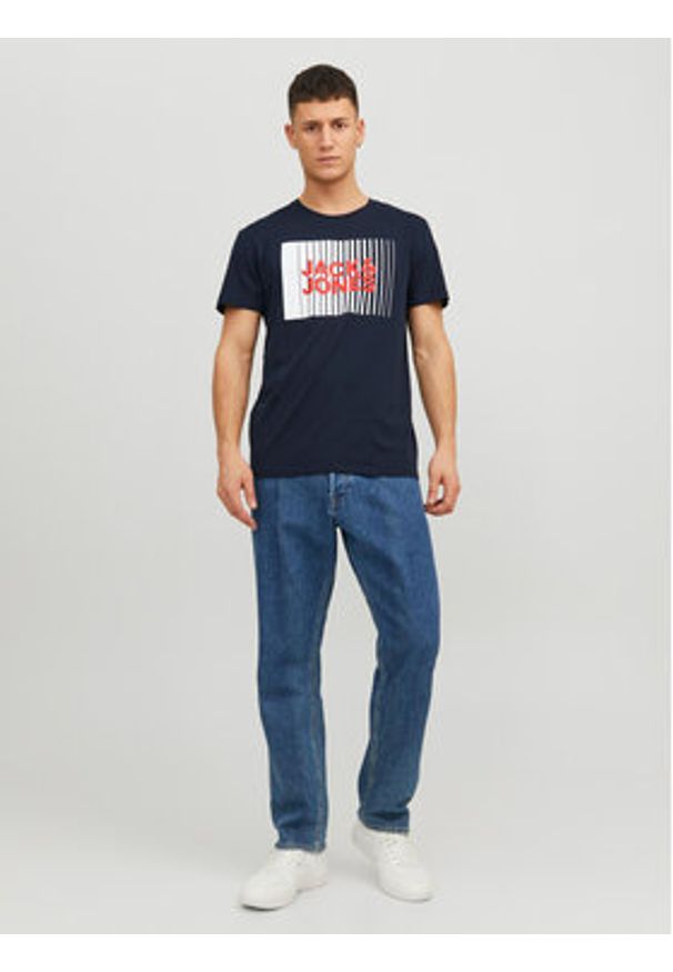 Jack & Jones - Jack&Jones T-Shirt Corp 12233999 Granatowy Standard Fit. Kolor: niebieski. Materiał: bawełna
