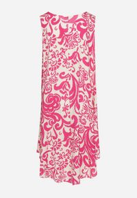 Born2be - Fuksjowa Bawełniana Sukienka ze Wzorem Paisley Zirelia. Okazja: na co dzień. Typ kołnierza: dekolt w serek. Kolor: różowy. Materiał: bawełna. Wzór: paisley. Sezon: lato. Styl: casual #5