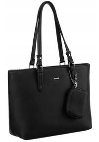 ROVICKY - Shopperka damska Rovicky R-072-01 czarna. Kolor: czarny. Materiał: skórzane. Styl: casual