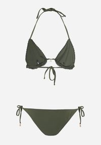Born2be - Ciemnozielone Bikini Dwuczęściowe Szydełkowe Wiązane na Szyi i Plecach z Metalowymi Zawieszkami Nysalirea. Kolekcja: plus size. Kolor: zielony #2