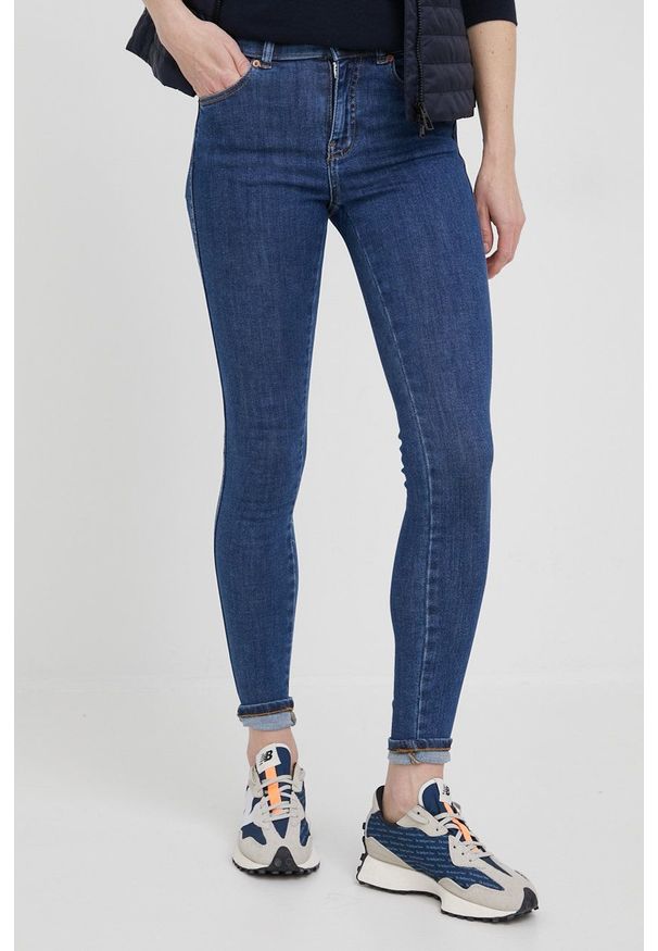 Dr. Denim jeansy damskie medium waist. Kolor: niebieski
