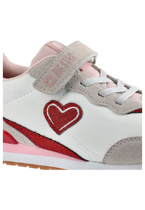 Big-Star - Białe Sneakersy Big Star Dziecięce Buty Na Rzep. Zapięcie: rzepy. Kolor: biały. Materiał: skóra ekologiczna, materiał. Szerokość cholewki: normalna. Wzór: aplikacja. Sport: turystyka piesza