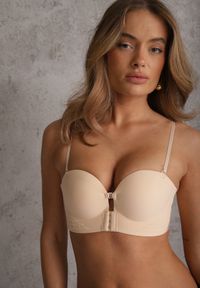 Renee - Beżowy Biustonosz Push Up z Zapięciem z Przodu Beliri. Kolor: beżowy. Rodzaj stanika: push-up #2