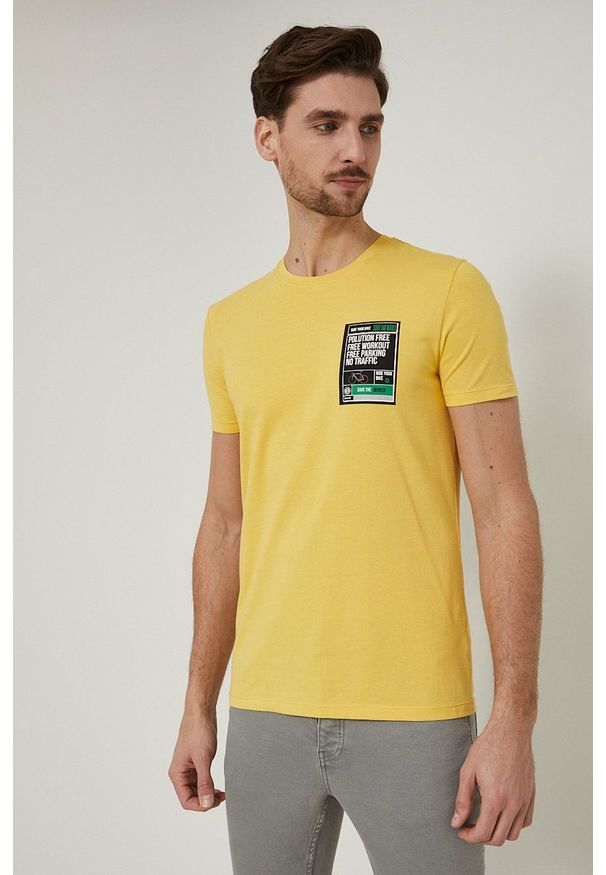 medicine - Medicine t-shirt męski kolor żółty z nadrukiem. Kolor: żółty. Wzór: nadruk