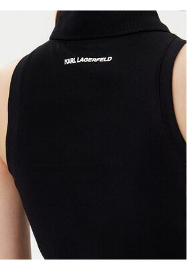 Karl Lagerfeld - KARL LAGERFELD Sukienka codzienna A2W13041 Czarny Slim Fit. Okazja: na co dzień. Typ kołnierza: dekolt w karo. Kolor: czarny. Materiał: bawełna. Typ sukienki: proste. Styl: casual