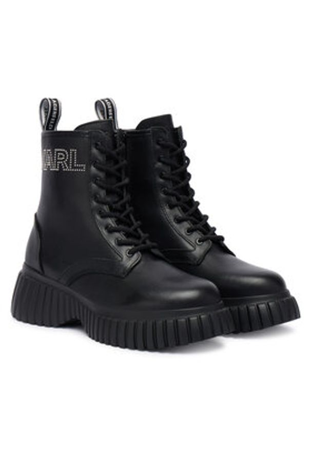 Karl Lagerfeld - KARL LAGERFELD Trzewiki KL44475 Czarny. Kolor: czarny. Materiał: skóra