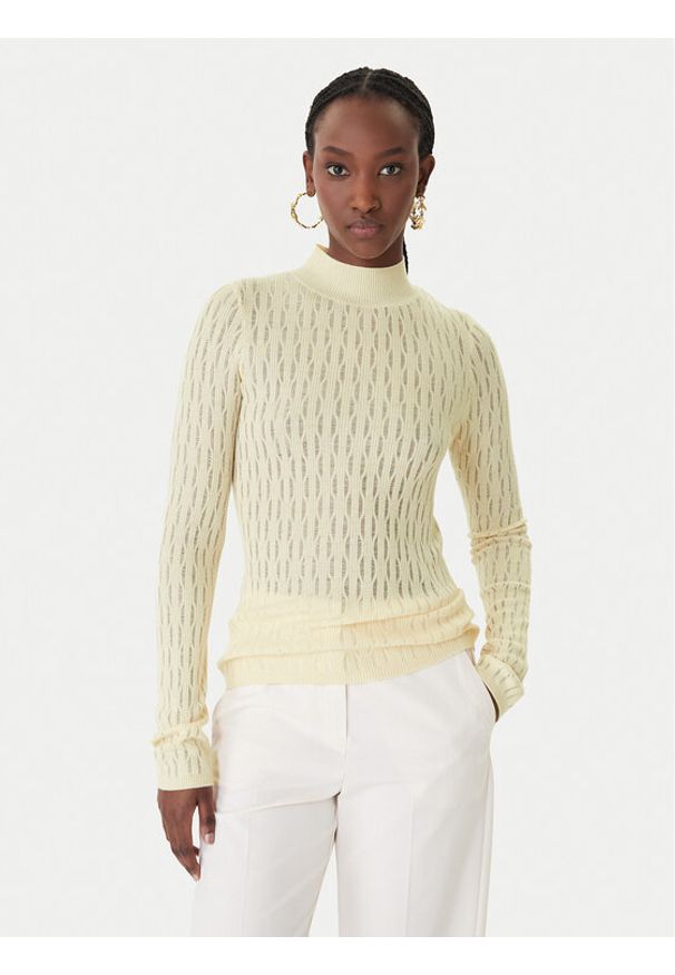 Patrizia Pepe Sweter 8K0368/K307-W409 Beżowy Regular Fit. Kolor: beżowy. Materiał: syntetyk