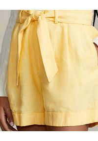 Ralph Lauren - RALPH LAUREN - Żółte lniane spodenki Relaxed fit. Kolor: żółty. Materiał: len. Styl: klasyczny #6