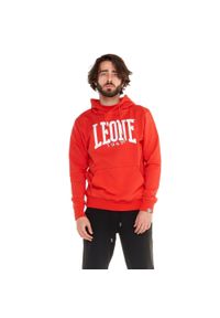 LEONE 1947 APPAREL - Męska bluza z kapturem Leone 1947 unbrushed – lekka bluza. Typ kołnierza: kaptur. Kolor: czerwony. Materiał: tkanina. Sport: fitness