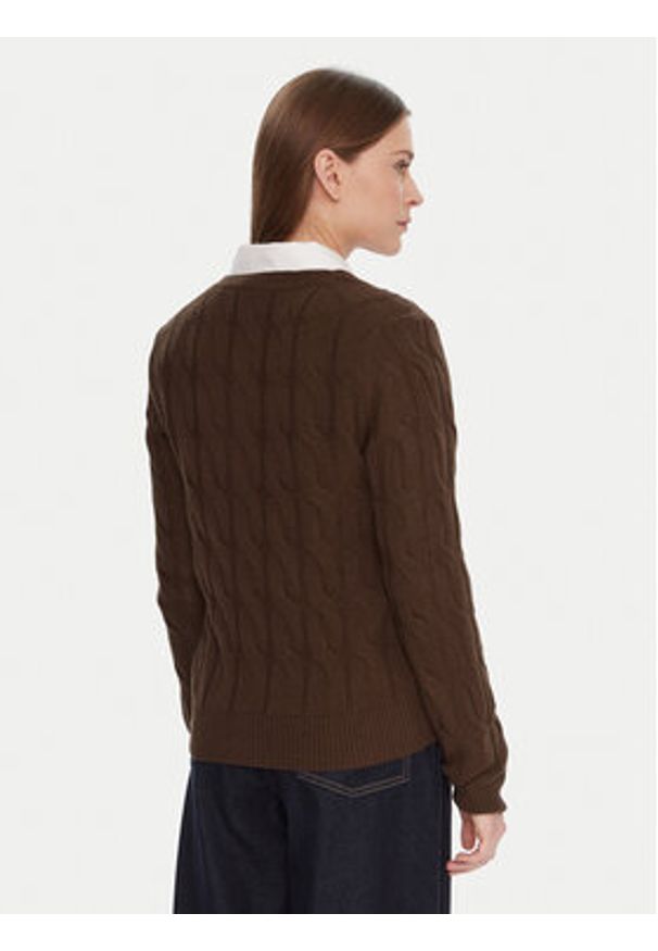 TOMMY HILFIGER - Tommy Hilfiger Kardigan WW0WW47463 Brązowy Regular Fit. Kolor: brązowy. Materiał: wełna