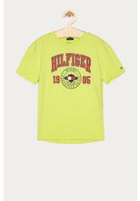 TOMMY HILFIGER - Tommy Hilfiger - T-shirt dziecięcy 128-176 cm. Okazja: na co dzień. Kolor: żółty, zielony, wielokolorowy. Materiał: bawełna, dzianina. Wzór: nadruk. Styl: casual #1