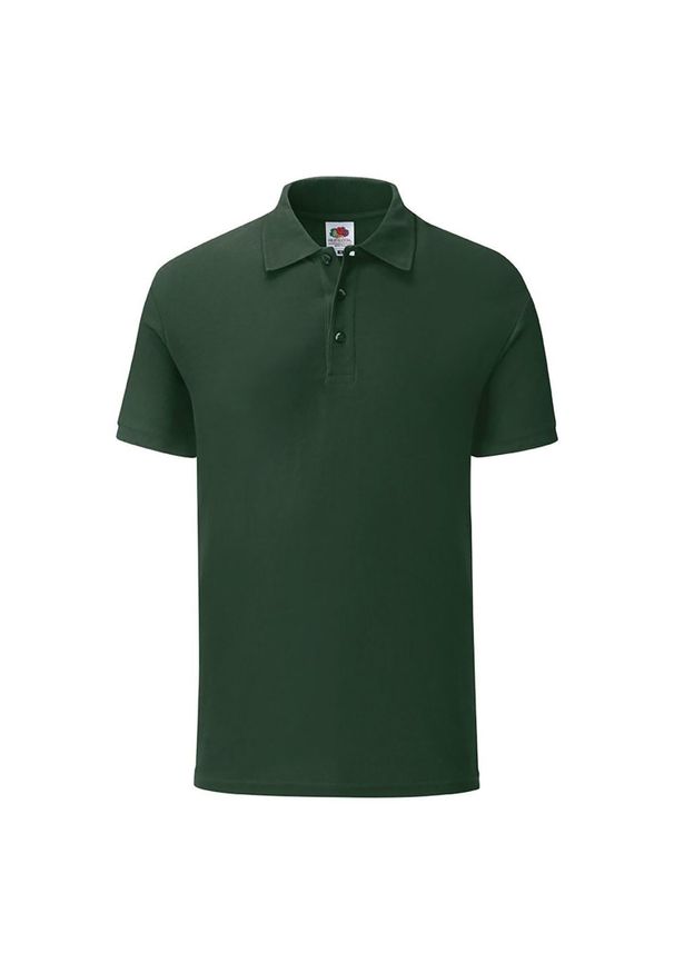FRUIT OF THE LOOM - Koszulka Polo Męska Dopasowana. Typ kołnierza: polo. Kolor: zielony. Materiał: poliester, bawełna