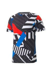 Dziecięca koszulka Puma BMW MMS AOP - Sportowa i Stylowa. Typ kołnierza: polo. Kolor: niebieski, czerwony, wielokolorowy, fioletowy. Materiał: bawełna. Styl: elegancki, sportowy #1