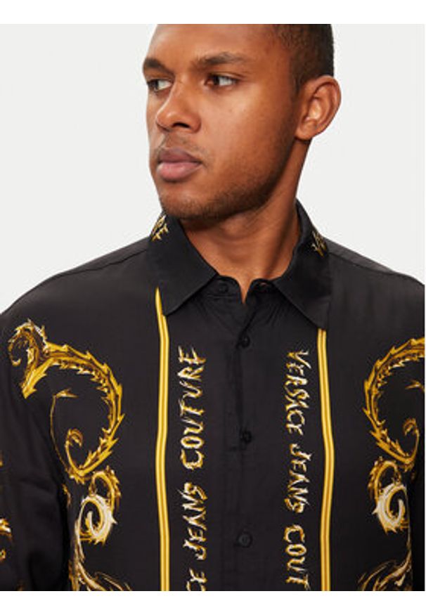 Versace Jeans Couture Koszula 77GAL2RC Czarny Regular Fit. Kolor: czarny. Materiał: wiskoza