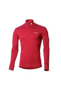 FJORK MERINO - Koszulka z długim rękawem męska wykonana w 100% z wełny merynosów – Finn 210 Zip. Kolor: czerwony. Materiał: wełna. Długość rękawa: długi rękaw. Długość: długie