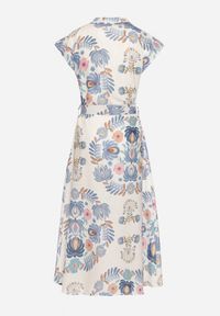 Born2be - Niebieska Sukienka z Wiskozą o Koszulowym Kroju z Paskiem z Klamrą Nitasiela. Okazja: na co dzień. Typ kołnierza: dekolt w kształcie V. Kolor: niebieski. Materiał: wiskoza. Długość rękawa: krótki rękaw. Typ sukienki: koszulowe. Styl: casual, klasyczny #7