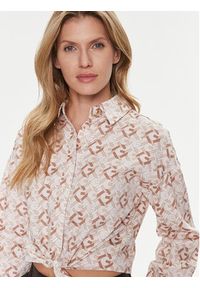 Guess Koszula Dea W4RH59 WE2Q0 Beżowy Relaxed Fit. Kolor: beżowy. Materiał: bawełna