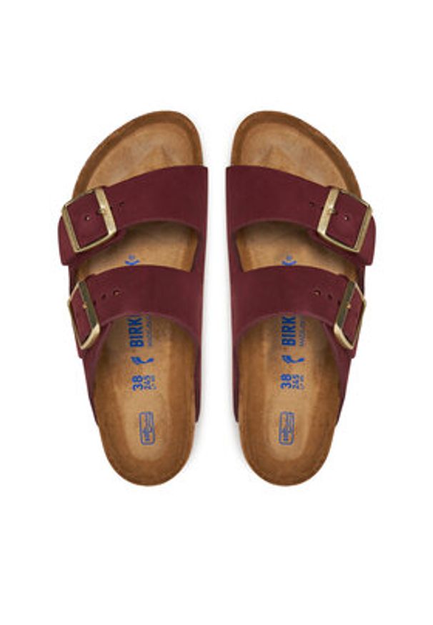 Birkenstock Klapki Arizona Sfb Lenb1028719 Czerwony. Kolor: czerwony. Materiał: nubuk, skóra