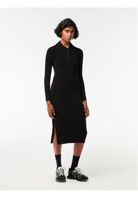 Lacoste Sukienka codzienna EF0632 Czarny Slim Fit. Okazja: na co dzień. Kolor: czarny. Materiał: wiskoza, syntetyk. Typ sukienki: proste. Styl: casual