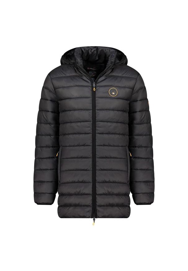 Kurtka męska Geographical Norway Amigomap Long Hood 233 czarna.. Kolor: czarny. Materiał: poliester. Sport: turystyka piesza