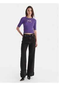 Pinko - PINKO Bluzka Tritone Maglia 102017 A18M Fioletowy Slim Fit. Kolor: fioletowy. Materiał: wełna #4