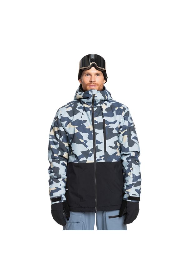 Kurtka snowboardowa męska Quiksilver Mission Printed Block. Kolor: niebieski. Sezon: zima. Sport: snowboard
