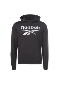 Reebok - Bluza dresowa męska REEBOK kangurka. Kolor: czarny. Materiał: dresówka