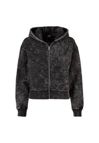 Urban Classics - Bluza Z Kapturem Damska Z Krótkim Rękawem, Oversize, Z Pełnym Zamkiem. Typ kołnierza: kaptur. Kolor: czarny. Długość rękawa: krótki rękaw. Długość: krótkie #1