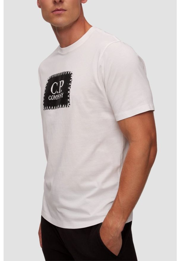C.P. Company - C.P. COMPANY Biały męski t-shirt. Kolor: biały