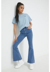 Superdry jeansy damskie high waist. Stan: podwyższony. Kolor: niebieski