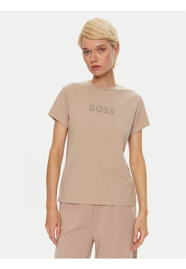 BOSS - Boss T-Shirt 50527303 Beżowy Relaxed Fit. Kolor: beżowy. Materiał: bawełna