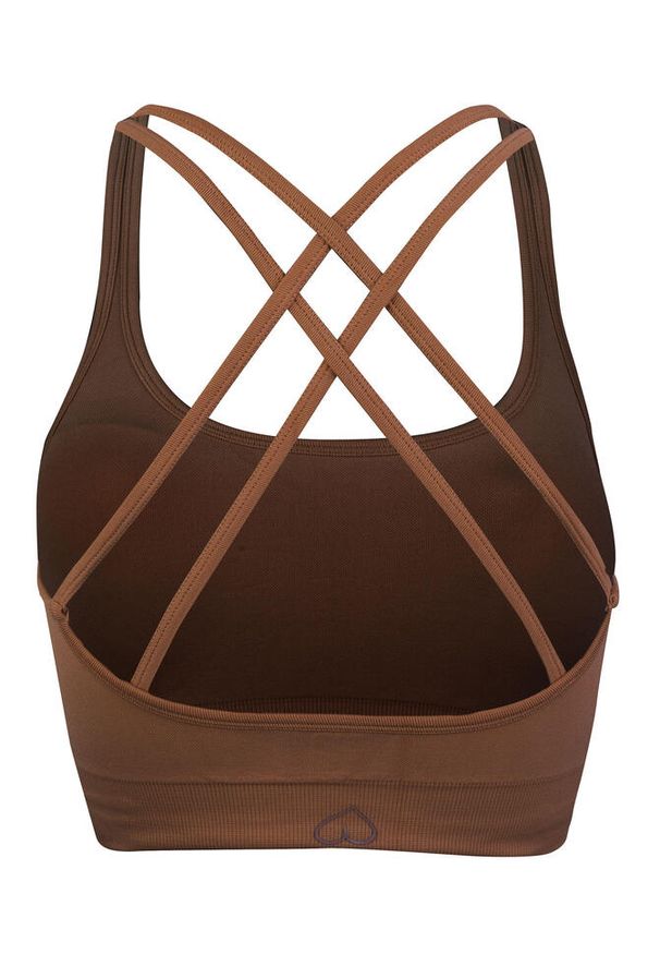 BESHAPED - Stanik Fitness BeShaped Gym Queen Bezszwowy. Kolor: brązowy. Materiał: nylon. Sport: fitness