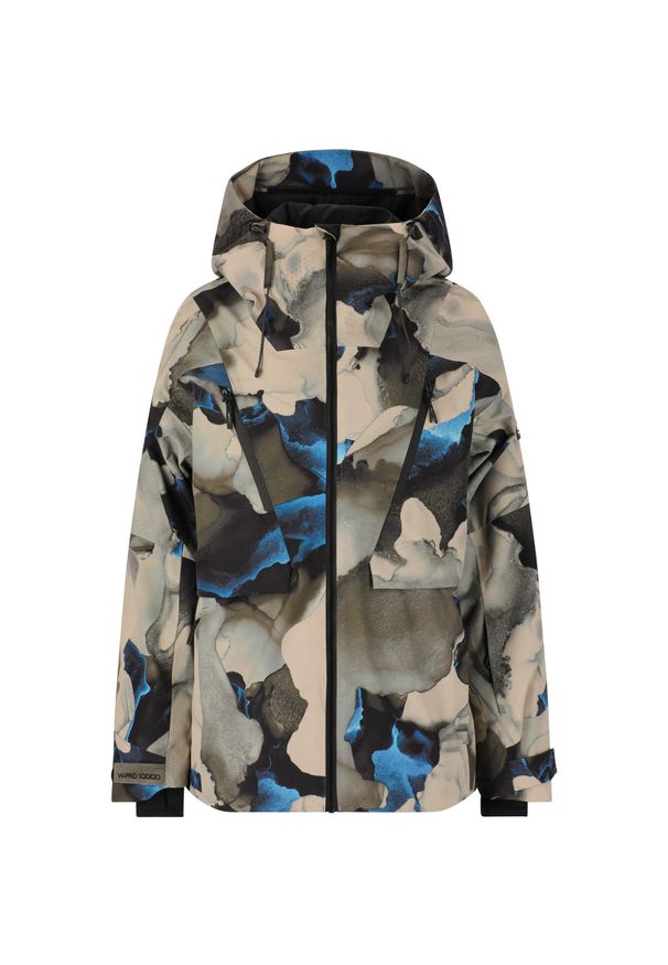 Kurtka narciarska damska z nadrukiem Whistler Palmdale. Kolor: czarny, niebieski, wielokolorowy. Wzór: nadruk. Sezon: zima. Sport: narciarstwo