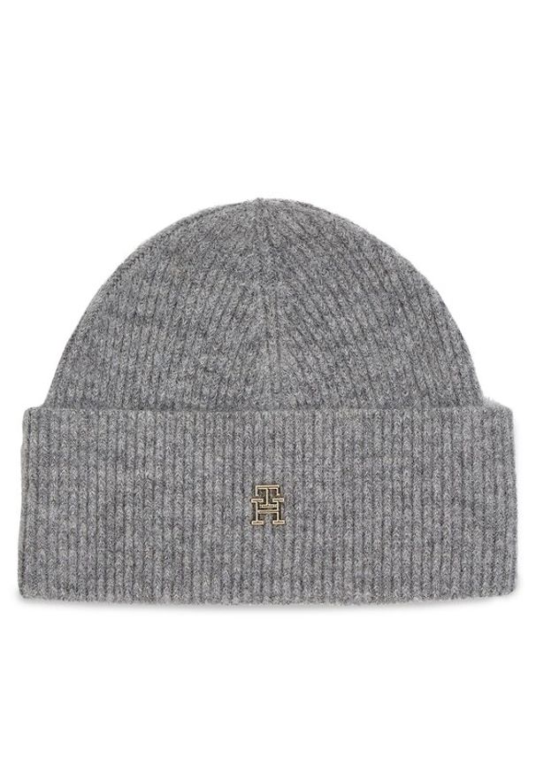 TOMMY HILFIGER - Tommy Hilfiger Czapka Th Evening Beanie AW0AW15319 Szary. Kolor: szary. Materiał: wełna, syntetyk